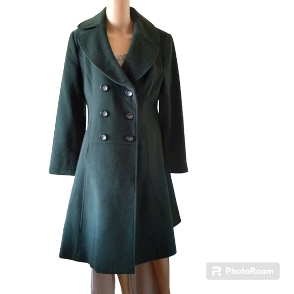 Dark forest green full length coat size 6 petite double-breasted Chadwick nwot - Picture 1 of 7